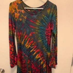 Kathmandu Tie Dye Long-Sleeve Dress with Flare Arm